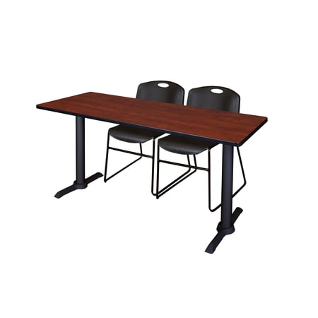 Cain 60" x 24" Cherry Training Table and 2 Zeng Stack Chairs, Multiple Colors