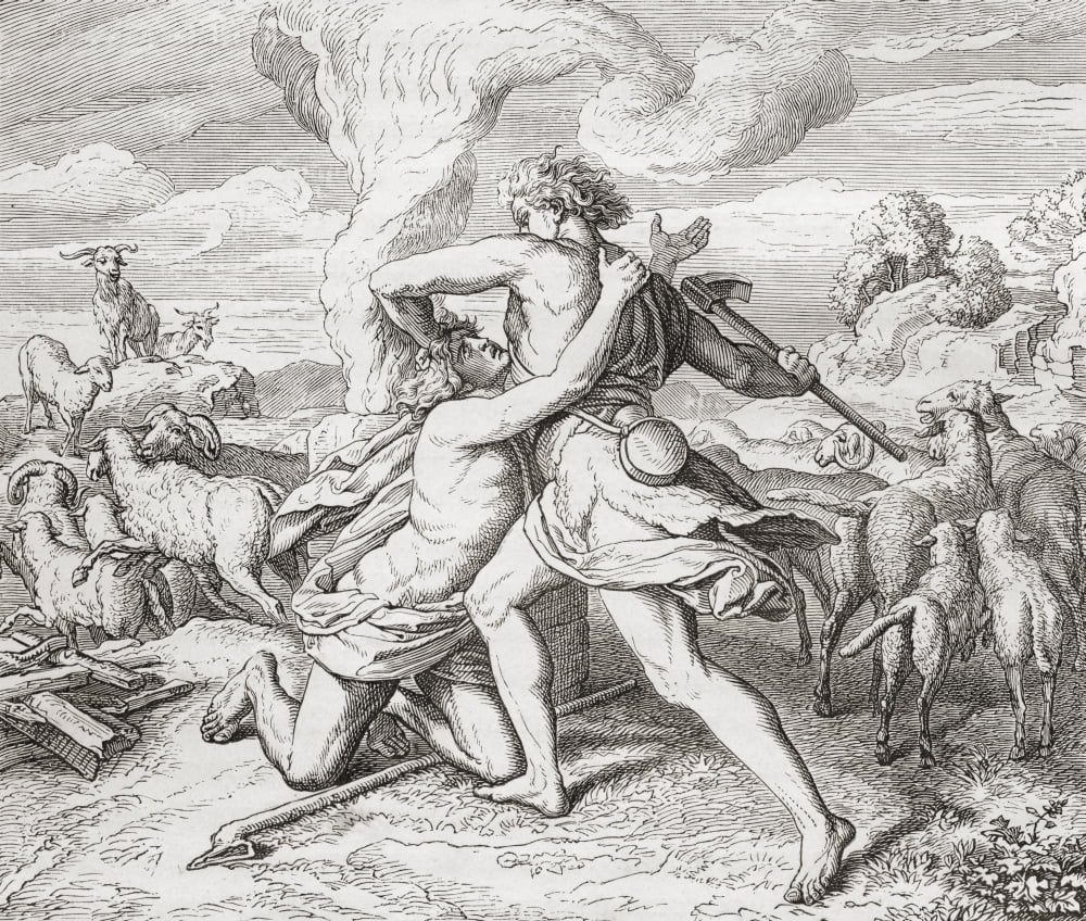 Cain Killing His Brother Abel After The Painting By Julius Schnorr Von Carolsfeld From Histoire Des Peintres Ôø?Cole Allemande Published 1875 Canvas Art - Ken Welsh Design Pics (30 x 26)