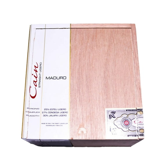 Cain Straight Ligero Maduro 660 Empty Wood Cigar Box 6.75" x 6.25" x 4.75"