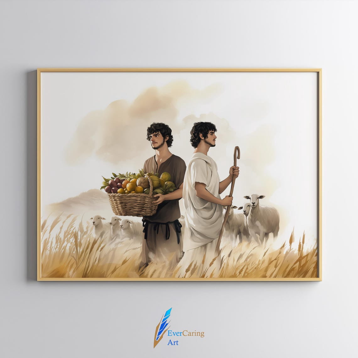 Cain and Abel Bible Story Christian Art, Unframed Paper Print Size 8x12 ...