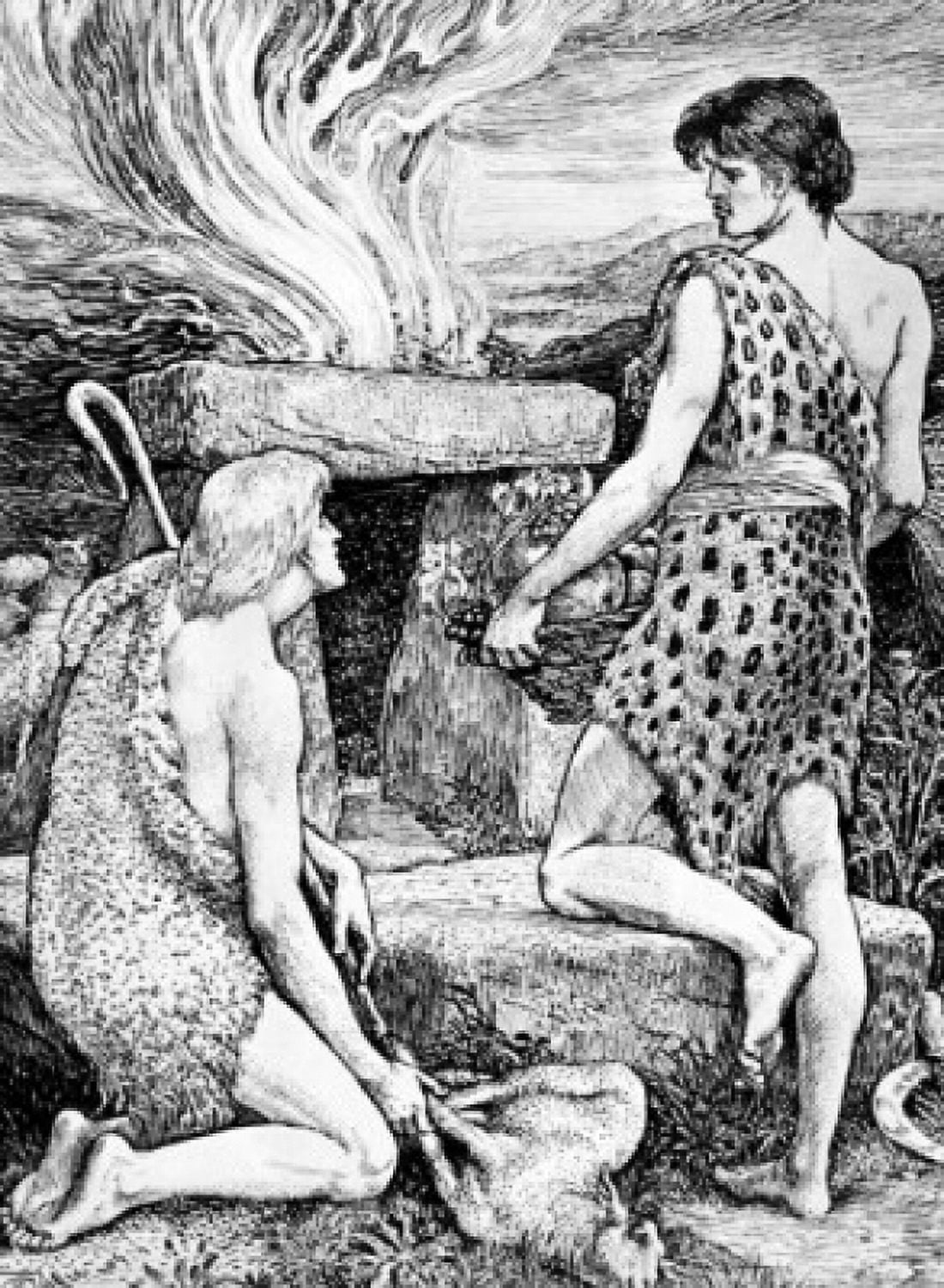 Cain and Abel by Walter Crane 1845-1915 Canvas Art - Walter Crane (24 x 36)