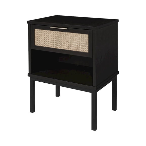 New Pacific Direct Caine Rattan Night Stand/ Side Table in Black