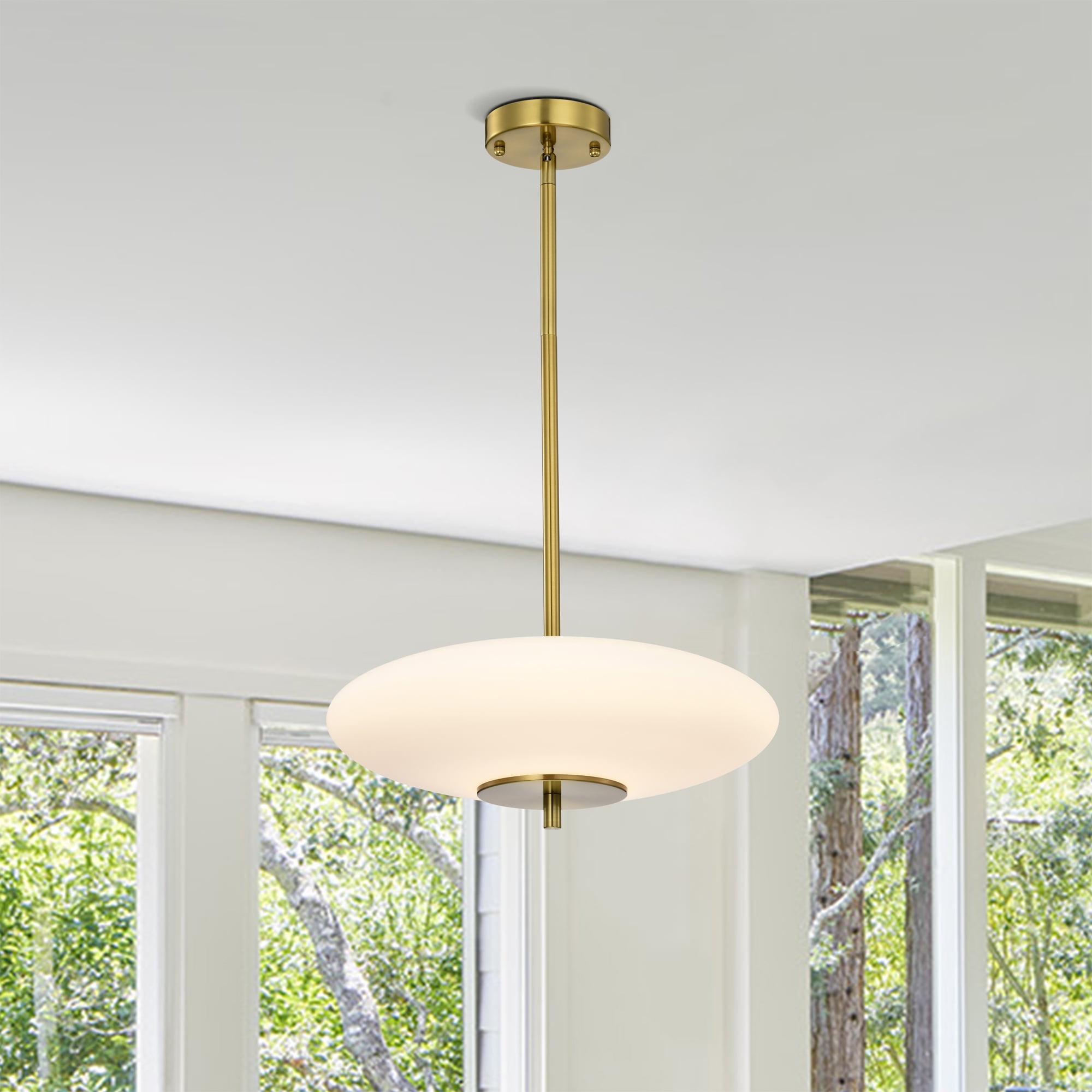 Caio 15.7 in. 1-Light Indoor Brass Finish Pendant Light