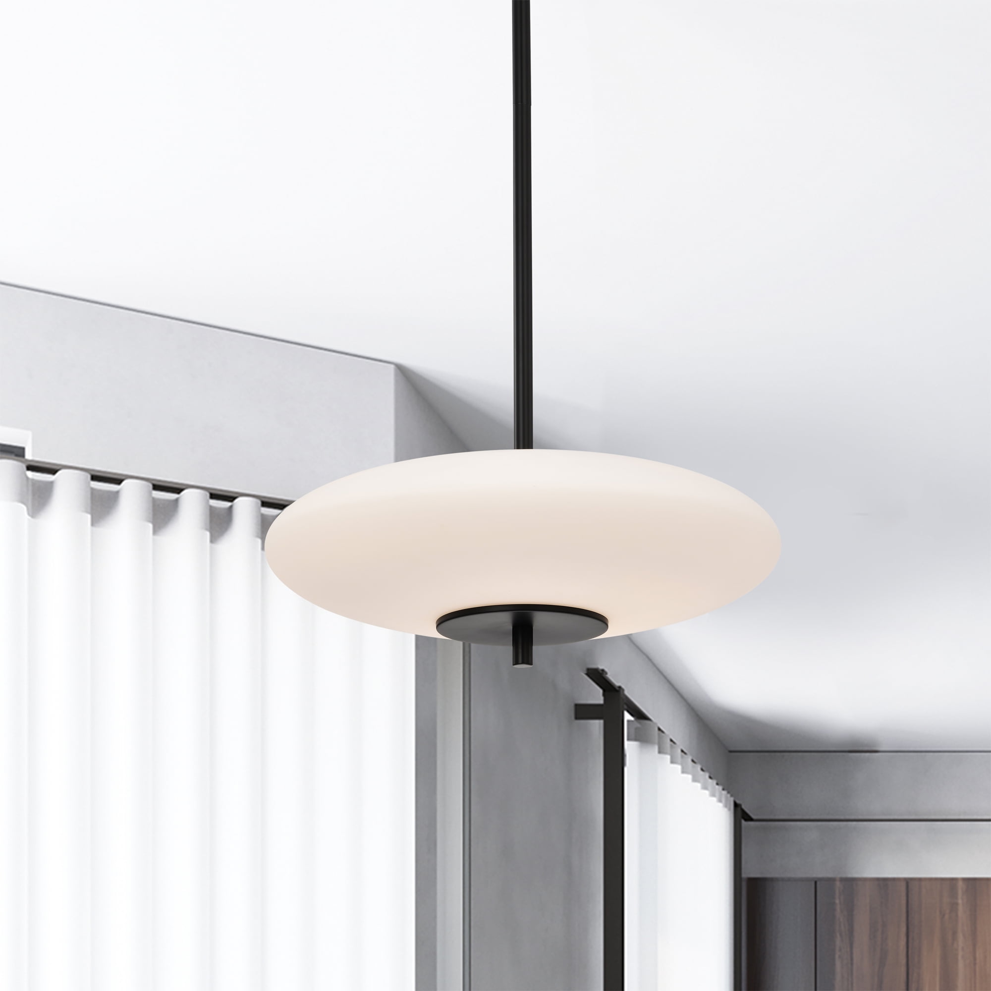 Caio 15.7 in. 1-Light Indoor Matte Black Finish Pendant Light