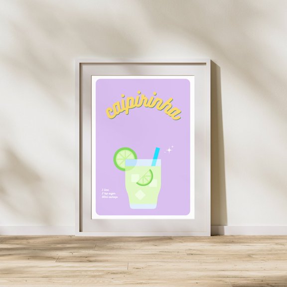 Caipirinha Cocktail Kitchen Wall Art, Colorful Bar Cart Decor, Aesthetic Poster,Aesthetic Trendy Poster, Gallery Wall,Gift Wall Art, Modern Wall Decor, 12x18 UNFRAMED