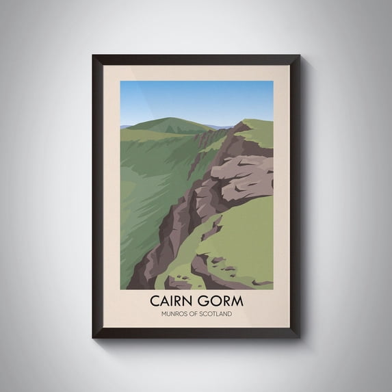 Cairn Gorm Munros Of Scotland Travel Poster, Scottish Highlands, Mountains, Hiking, Cairngorms National Park, Vintage Print, Munro Bagging Wall Art, Modern Wall Decor, 24x36 UNFRAMED