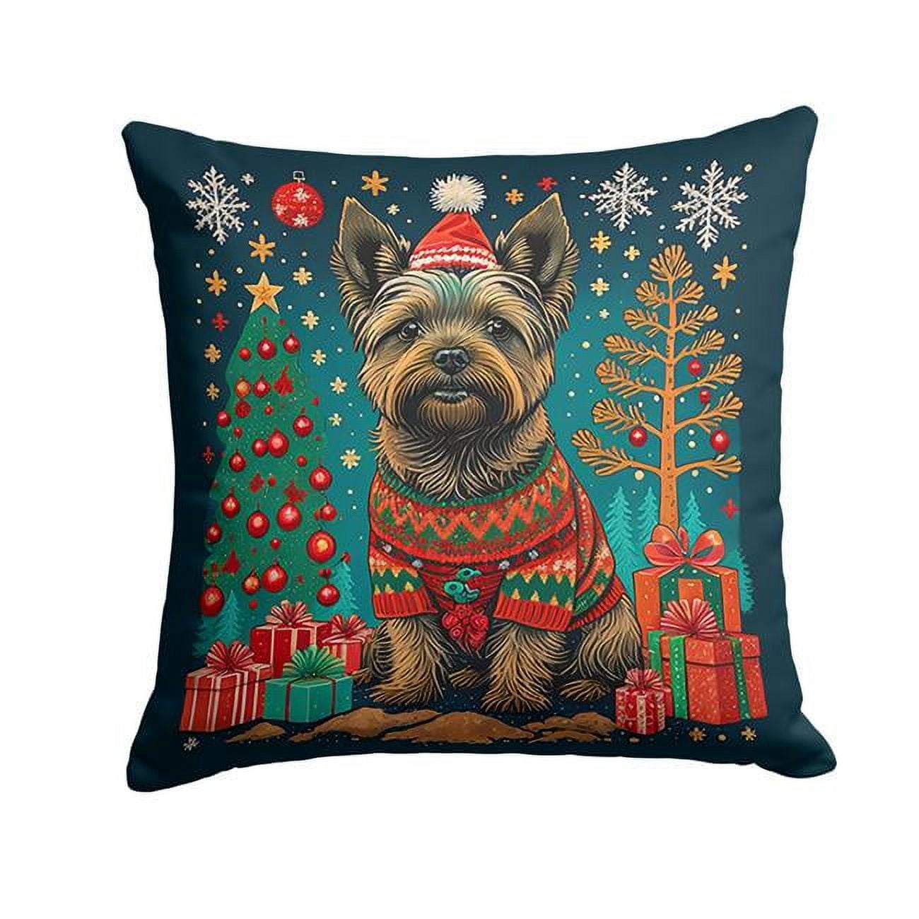Cairn Terrier Christmas Fabric Decorative Pillow 18 in x 18 in
