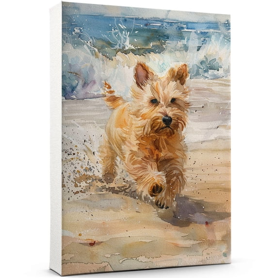 Cairn Terrier Dog Canvas Wall Art Puppy Print Pet Paintings Artwork, Cairn Terrier Dog Painting Poster Home Decoration Kids Bedroom Decor Framed