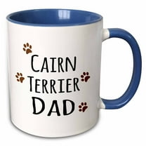 3drose, Cairn Terrier Dog Dad - Doggie by Breed - Brown Muddy Paw Prints Love - Doggy Lover - Pet Owner, 11oz Two-tone Blue Mug