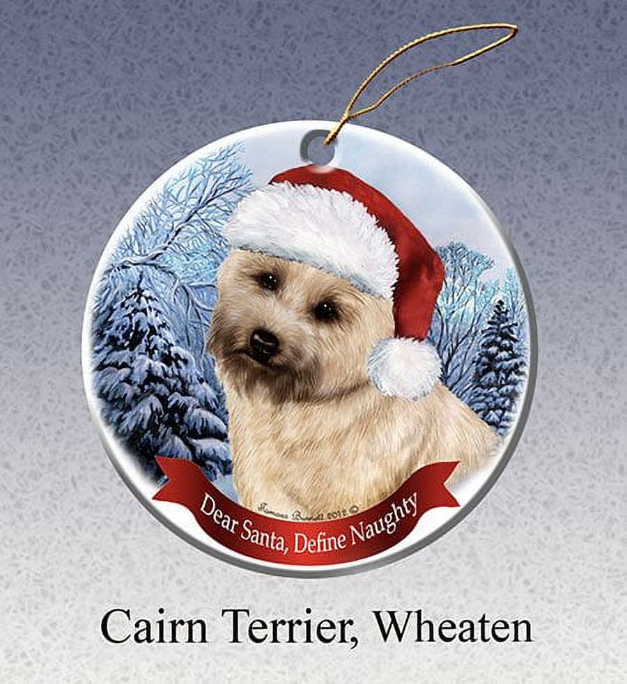 Cairn Terrier Dog Santa Hat Christmas Ornament Porcelain - image 1 of 1