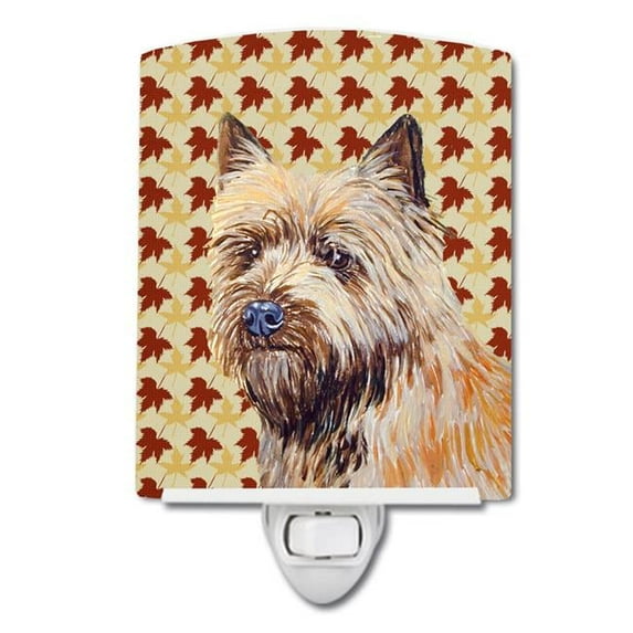 Cairn Terrier Fall Leaves Portrait Ceramic Night Light