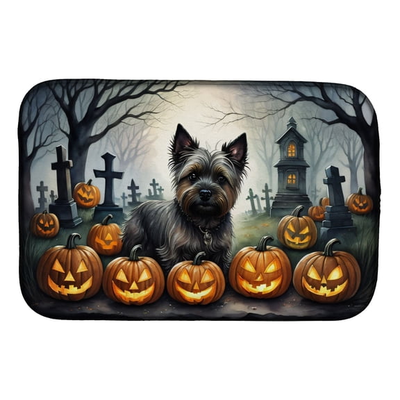 Cairn Terrier Halloween Dish Drying Mat 14x22 Inch with Breed Artwork