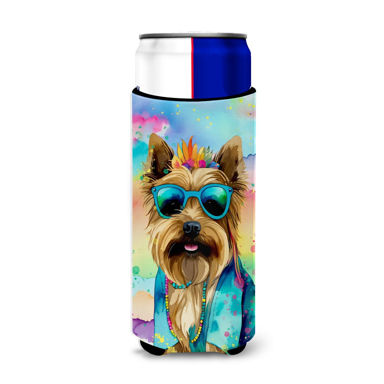 Cairn Terrier Hippie Dawg Hugger for Ultra Slim Cans 4 in x 6.5 in