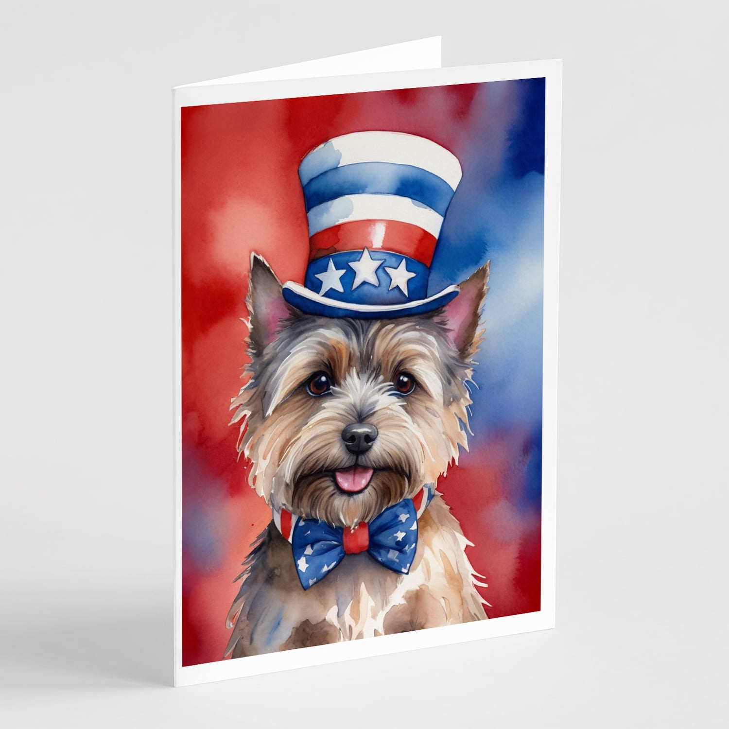 Cairn Terrier Patriotic American Greeting Cards Pack of 8 7 in x 5 in