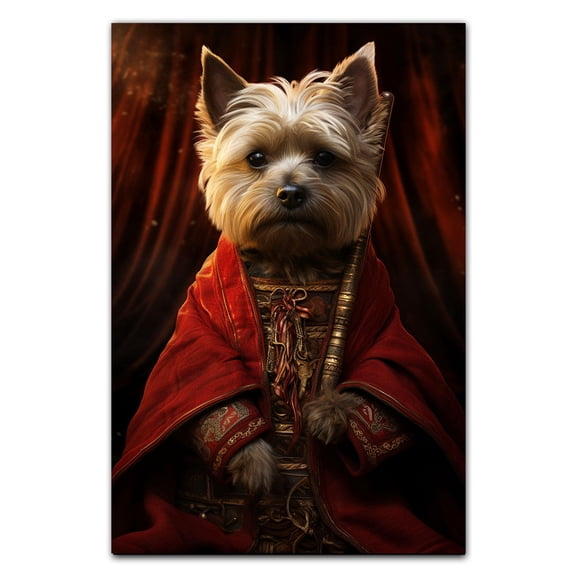 Cairn Terrier Pets Portrait Painting of Dog Renaissance Style on Canvas Royal Pet Portrait from Photo, Wall Art Print for Home Decor, Modern Wall Decoration