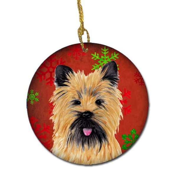 Cairn Terrier Red Snowflakes Holiday Christmas Ceramic Ornament