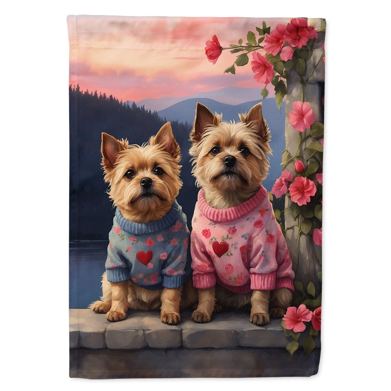 Cairn Terrier Two Hearts House Flag