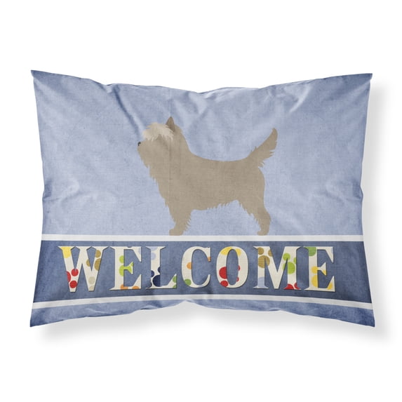 Cairn Terrier Welcome Fabric Standard Pillowcase Blue