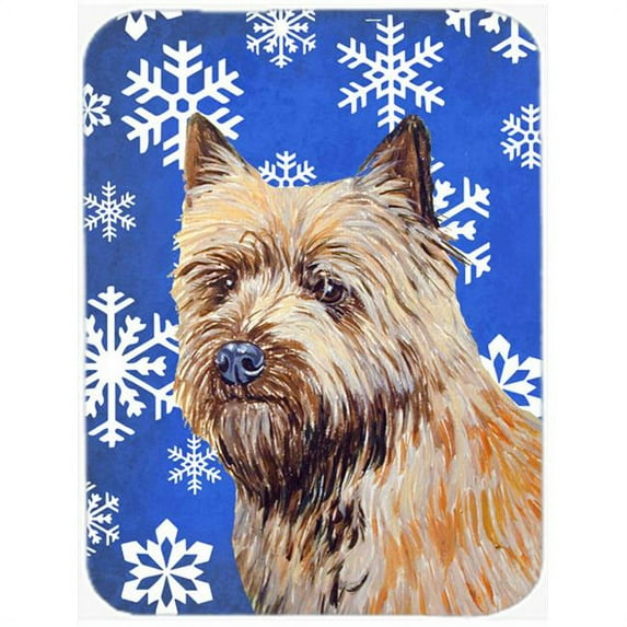 Cairn Terrier Winter Snowflakes Holiday Glass Cutting Board - Large