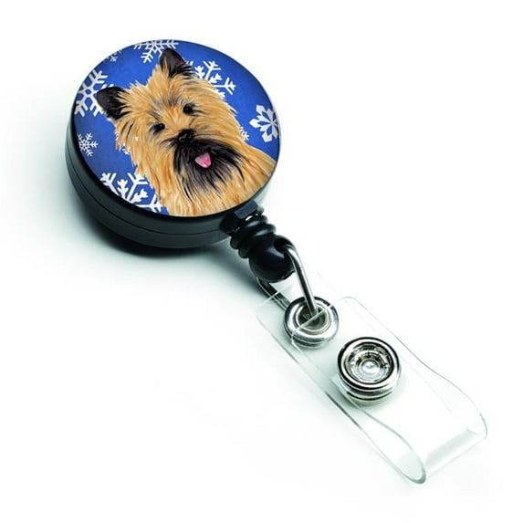 Cairn Terrier Winter Snowflakes Holiday Retractable Badge Reel