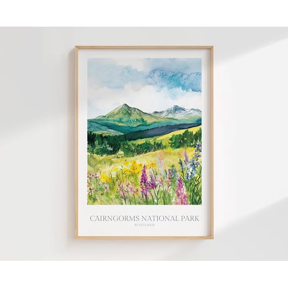 Cairngorms National Park Scotland Wall Summer Art Poster Poster, Stretched Size 8x12