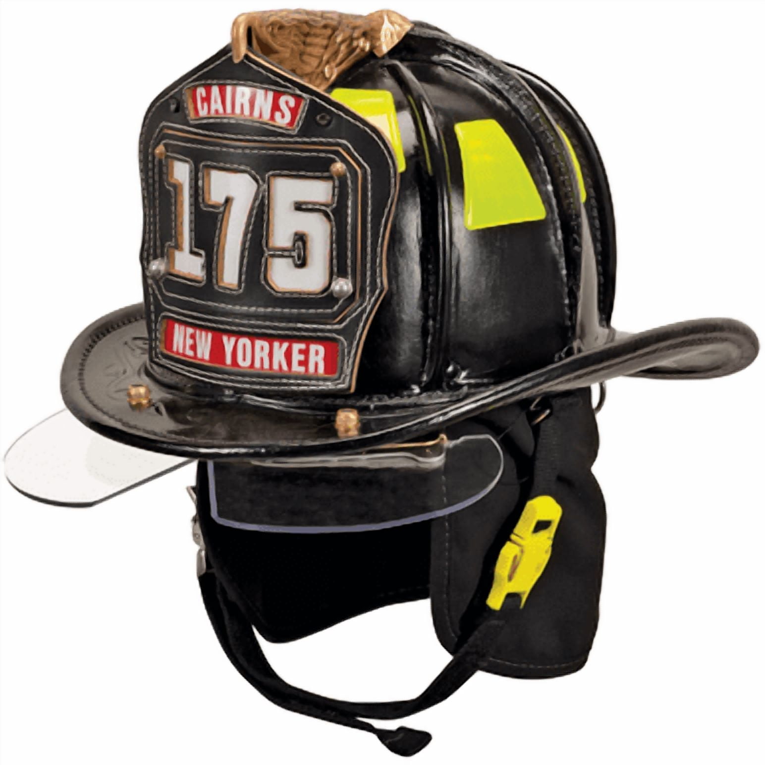 Cairns N5A New Yorker Black Leather Firefighter Helmet, Advanced