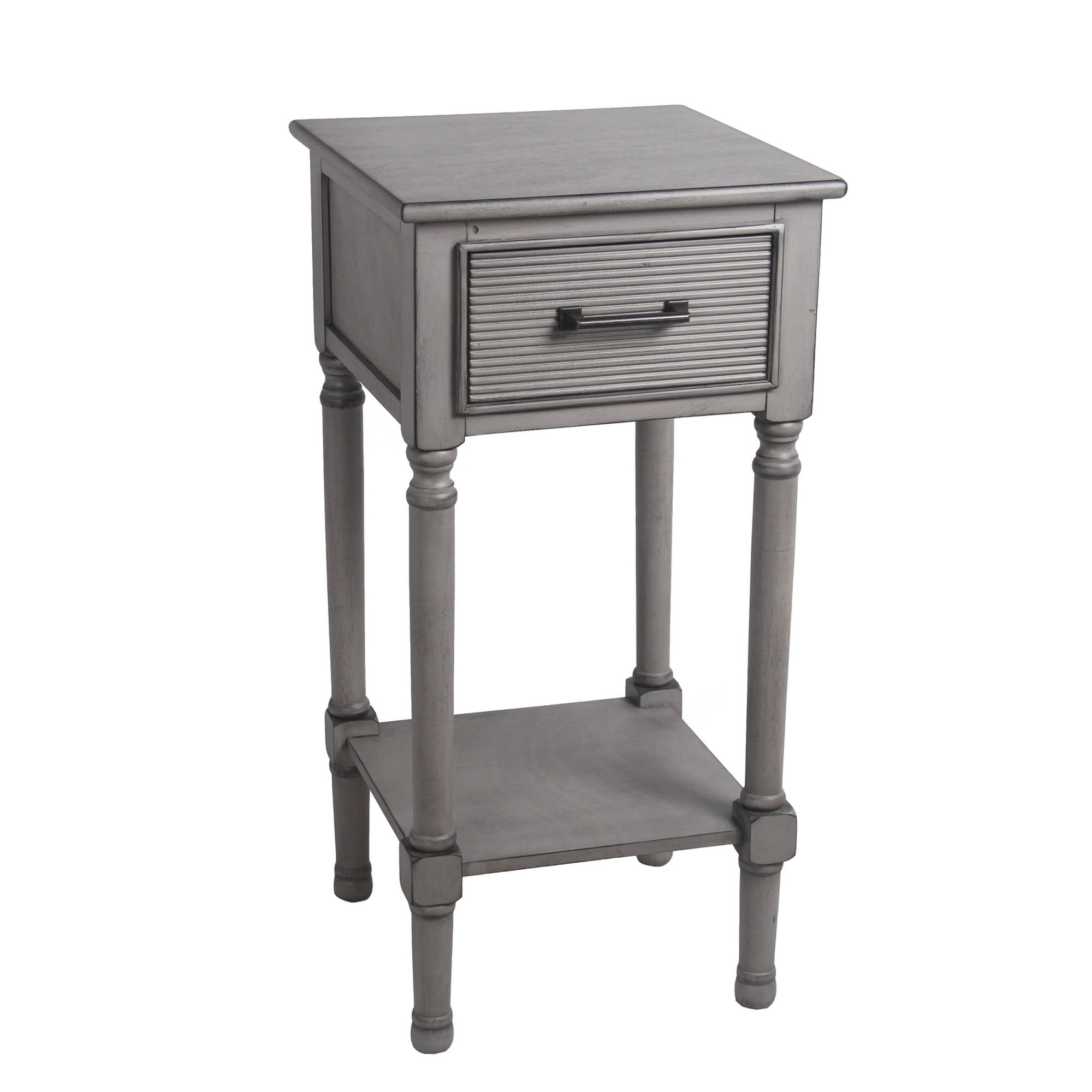 Cairo 28 Inch Classic Accent Table with 1 Drawer and Shelf, Gray Finish ...