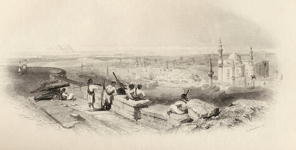 Cairo And The Valley Of The Nile Egypt From The Citadel Built By Saladin Engraved By E Brandard Canvas Art - Ken Welsh Design Pics (40 x 20)