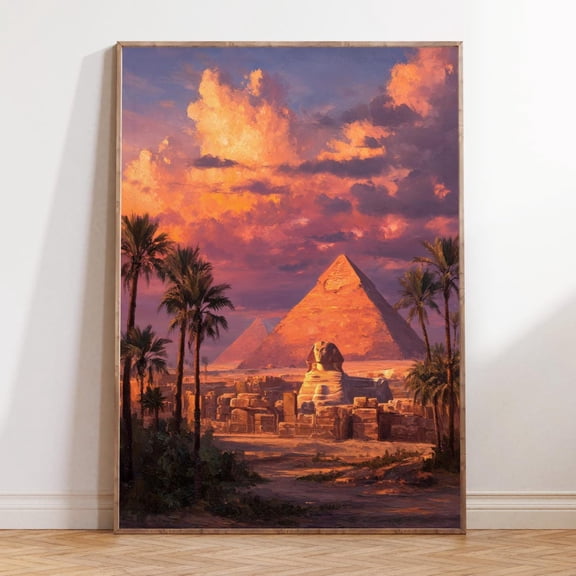 Cairo Egypt Ancient Pyramids Sunset Print Unframed Paper Print