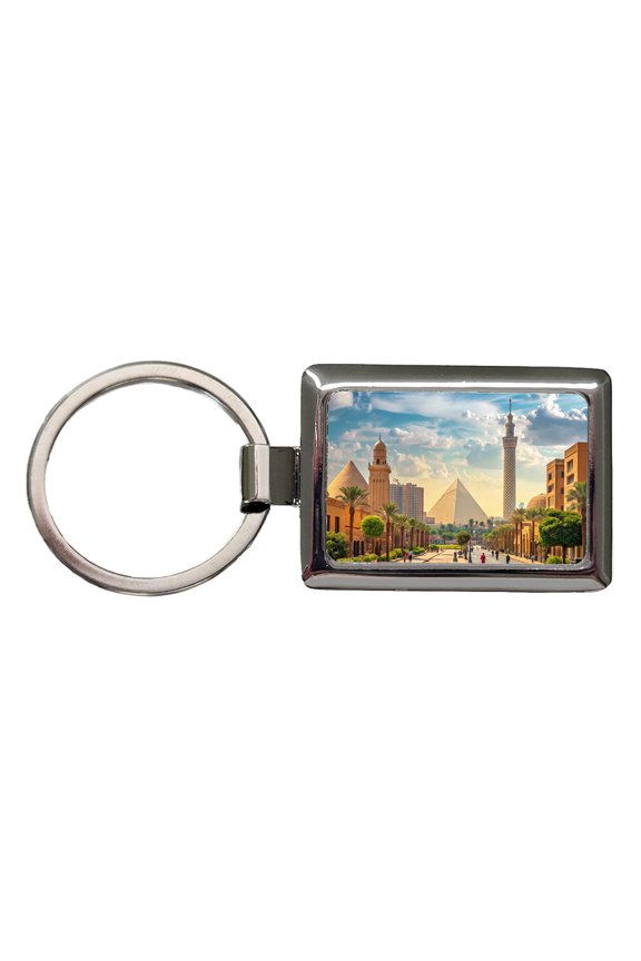 Cairo Egypt Pyramid Street Metal Rectangle Keychain