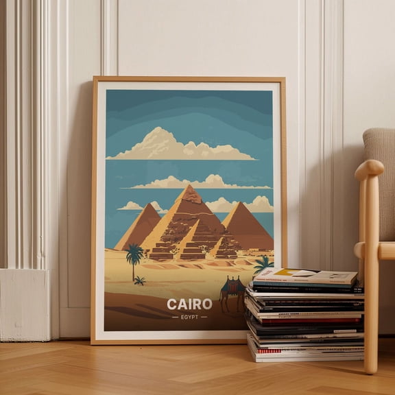 Cairo Egypt Pyramids of Giza Travel Wall Art 6, Unframed Canvas 24x36in