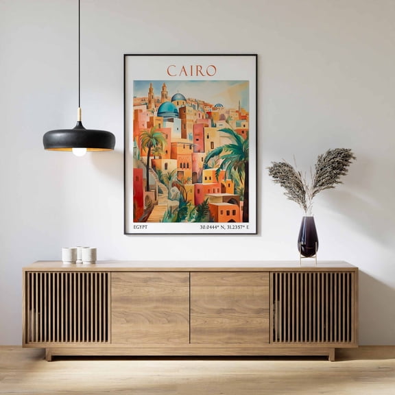 Cairo Egypt Skyline Travel Poster For Classic North African City Decor