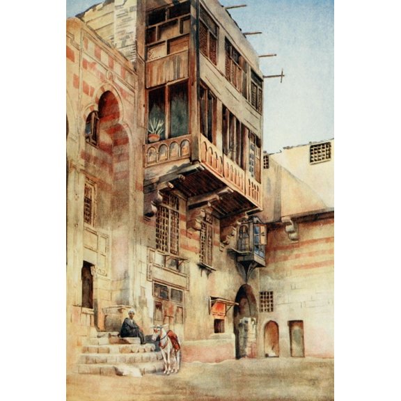 Cairo Jerusalem and Damascus 1912 An old palace Cairo Canvas Art - Walter Tyrwhitt (18 x 24)
