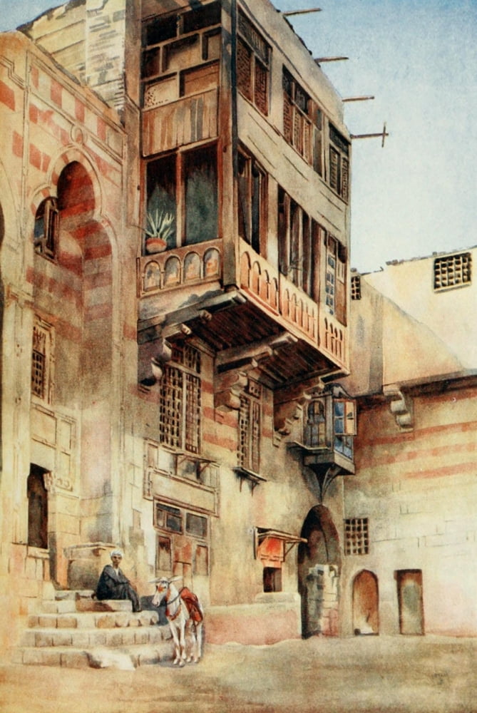 Cairo Jerusalem and Damascus 1912 An old palace Cairo Canvas Art - Walter Tyrwhitt (24 x 36)