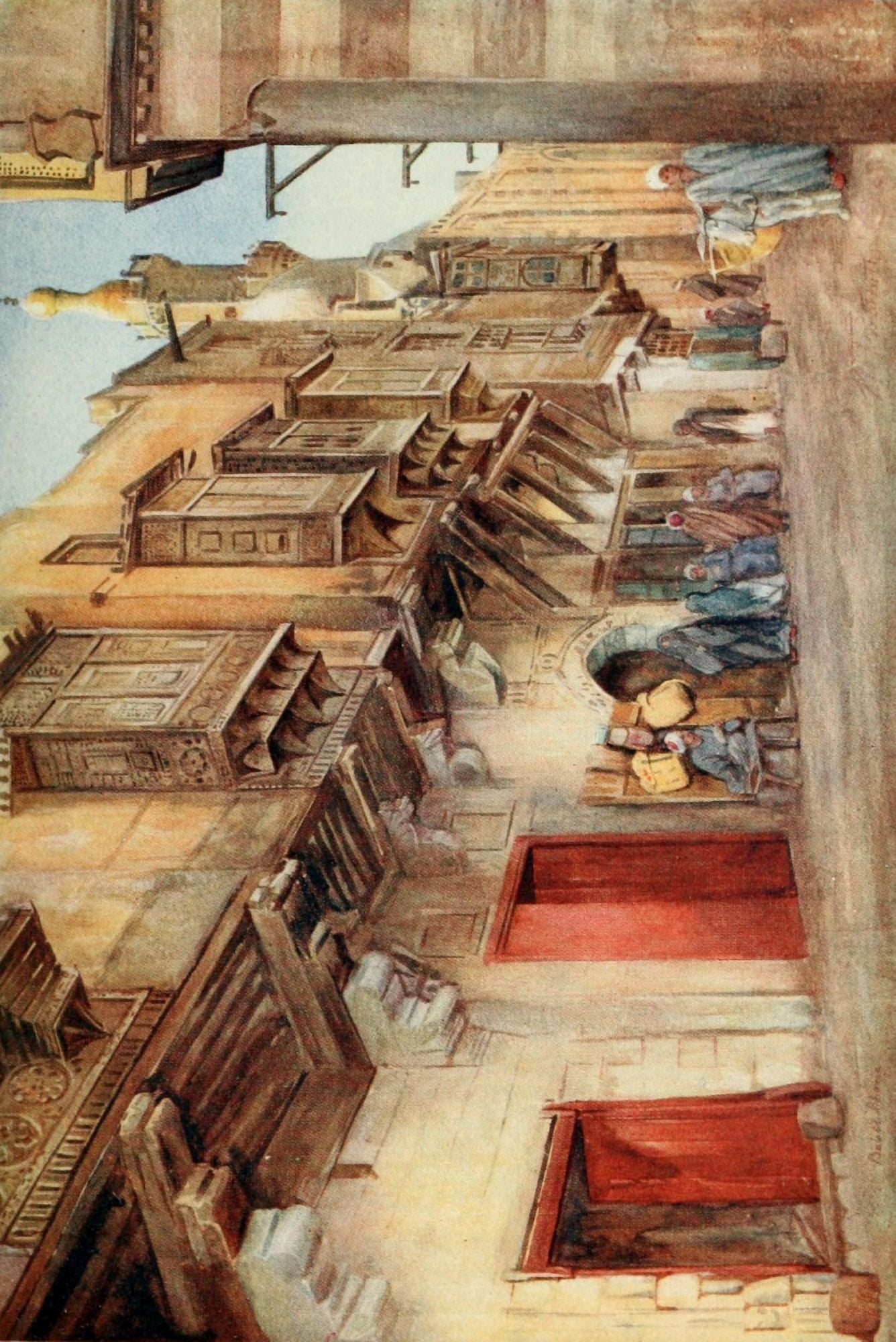 Cairo Jerusalem and Damascus 1912 Bab El-Sharia Cairo Canvas Art - Walter Tyrwhitt (24 x 36)