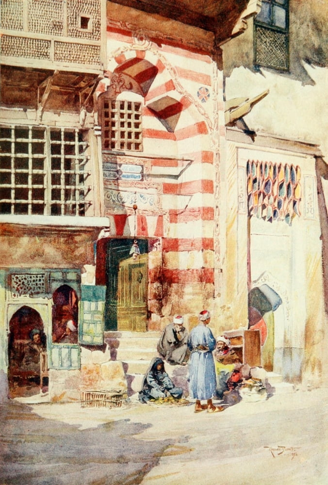 Cairo Jerusalem and Damascus 1912 In a Cairene Street Canvas Art - Walter Tyrwhitt (18 x 24)