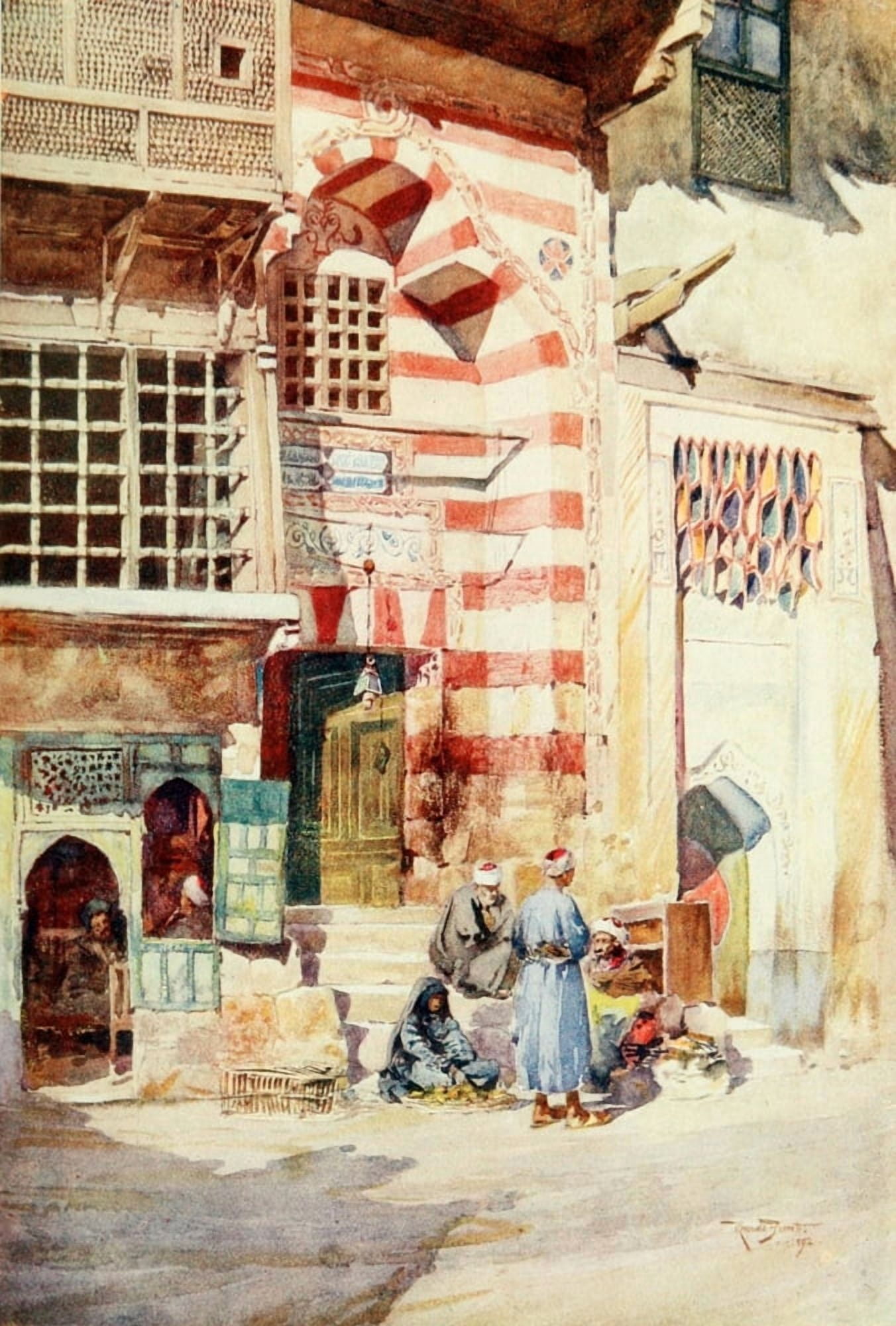 Cairo Jerusalem and Damascus 1912 In a Cairene Street Canvas Art - Walter Tyrwhitt (24 x 36)