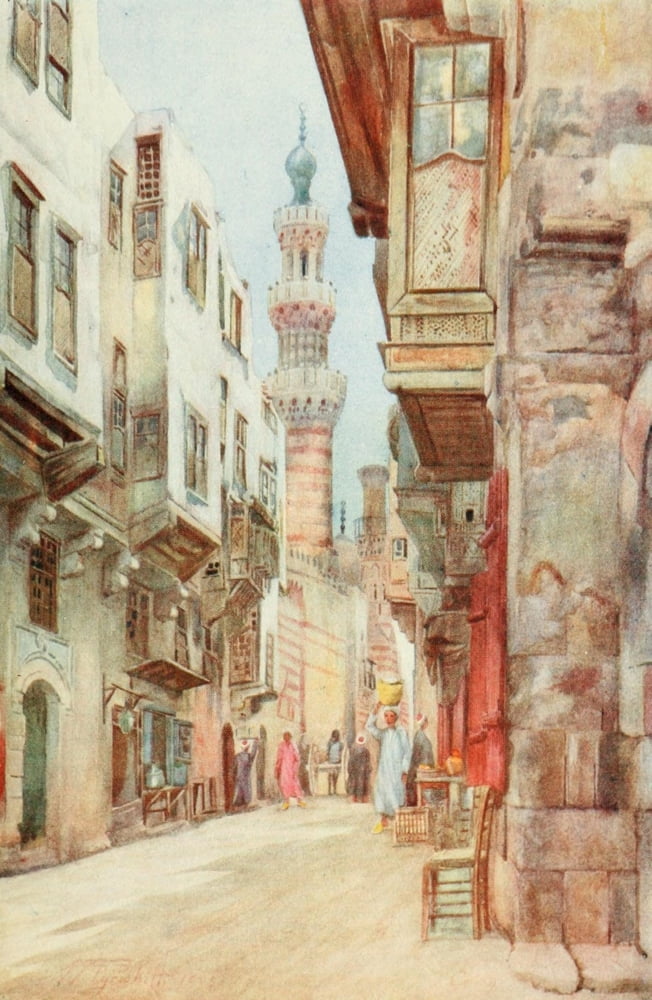 Cairo Jerusalem and Damascus 1912 Mosque of Ibrahim Agha Cairo Canvas Art - Walter Tyrwhitt (18 x 24)