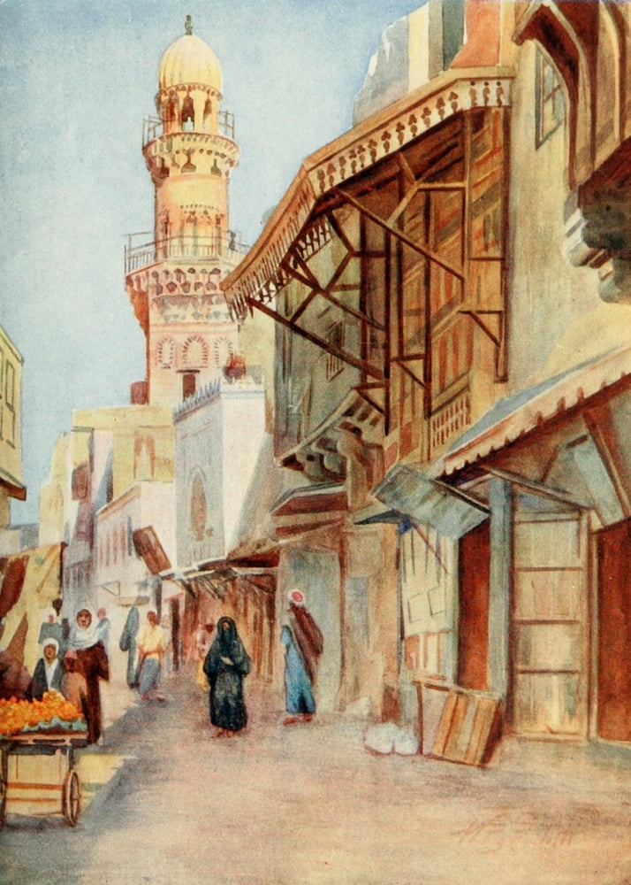 Cairo Jerusalem and Damascus 1912 Mosque of Sultan Bibars Cairo Canvas Art - Walter Tyrwhitt (18 x 24)