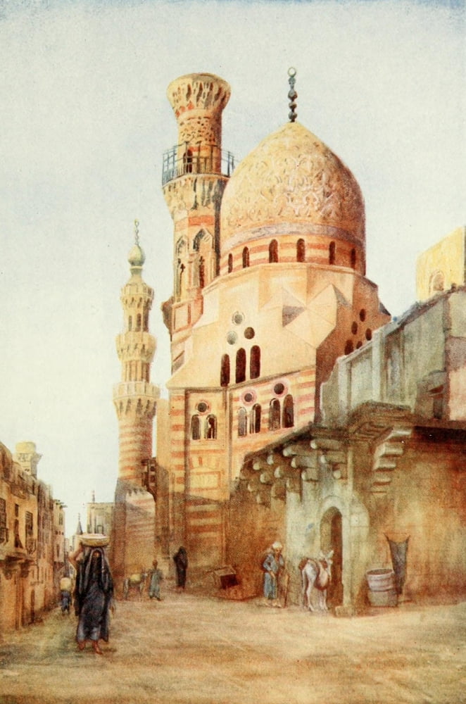 Cairo Jerusalem and Damascus 1912 Mosques in the Sharia Bab-El-Wazir Cairo Canvas Art - Walter Tyrwhitt (18 x 24)
