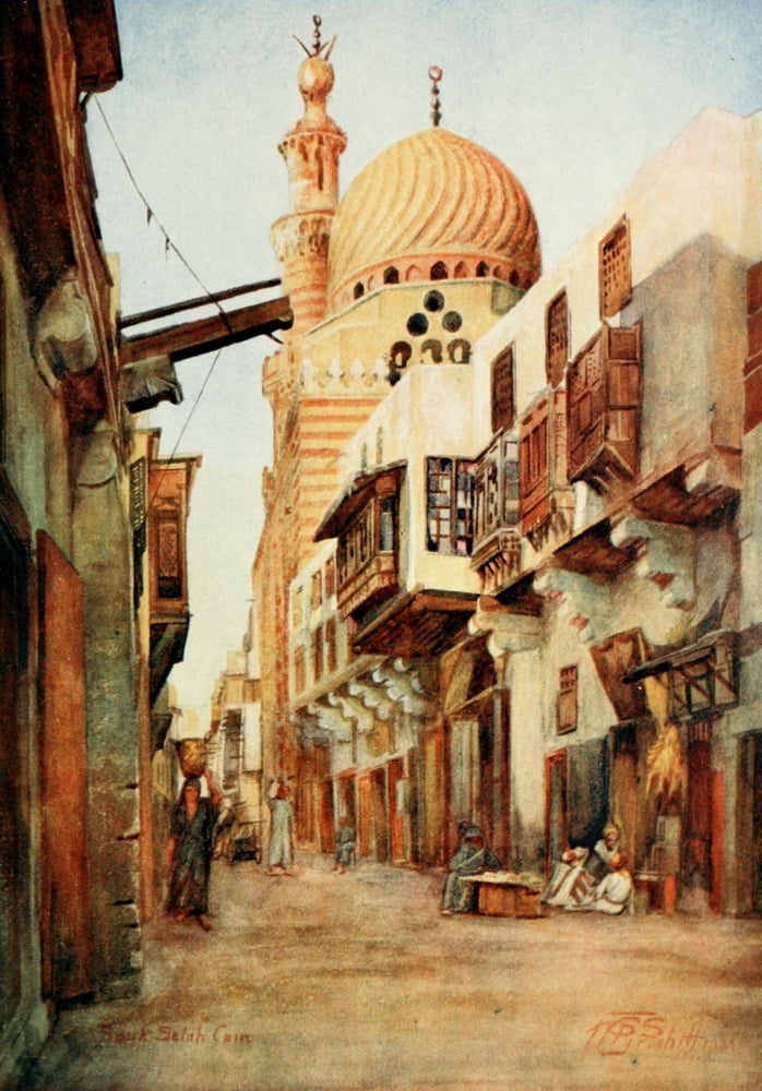 Cairo Jerusalem and Damascus 1912 Souk Selal The Armourers Bazaar Canvas Art - Walter Tyrwhitt (24 x 36)