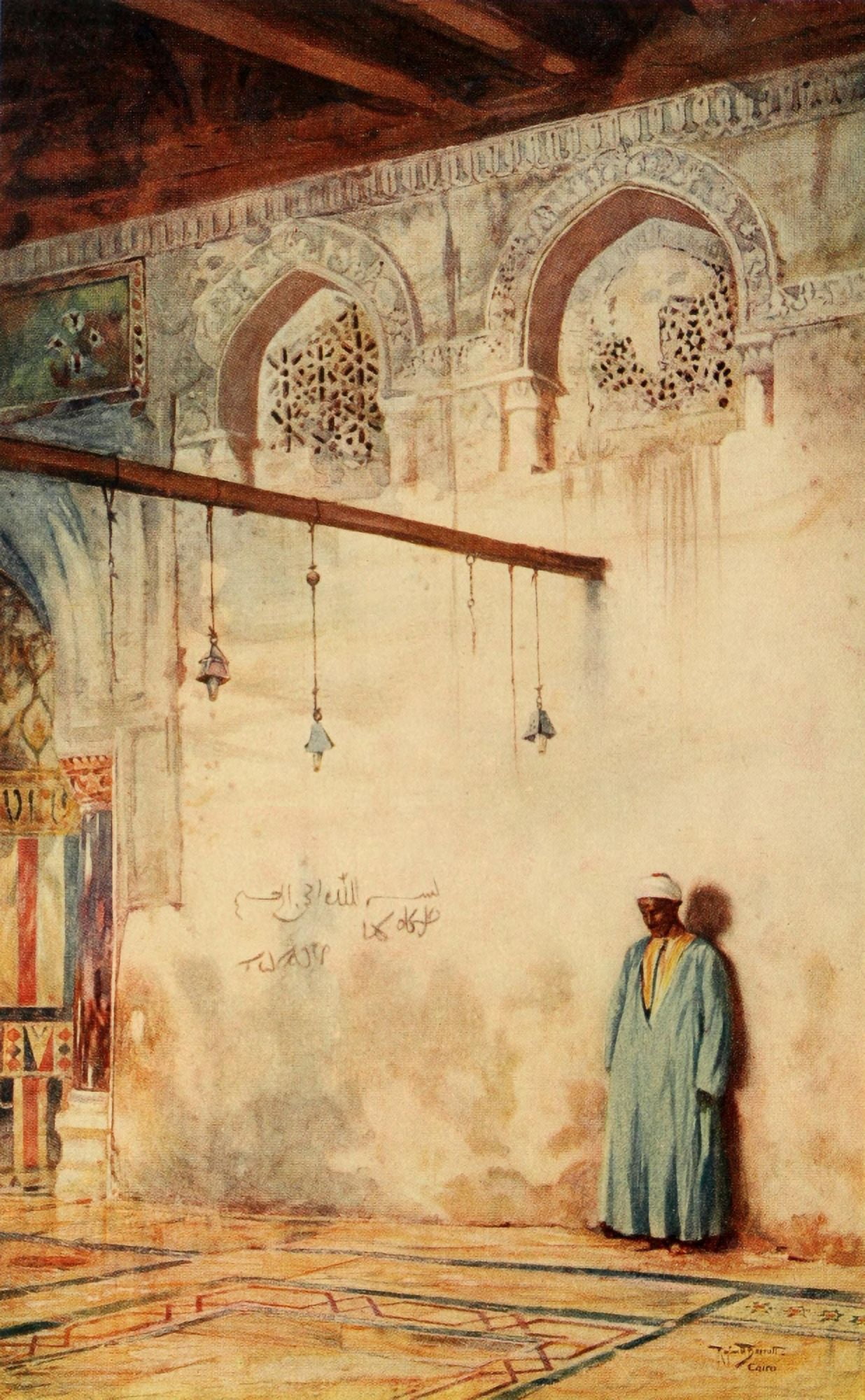 Cairo Jerusalem and Damascus 1912 Tooloon Mosque Cairo Canvas Art - Walter Tyrwhitt (18 x 24)