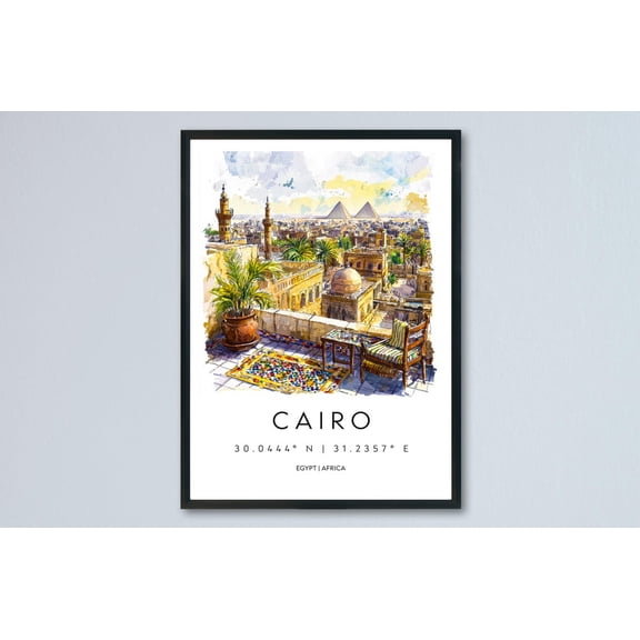 Cairo Poster Cairo Travel Print Cairo Wall Art Cairo Cityscape Painting Cairo Souvenir Egypt Landscape Decor, Poster Only