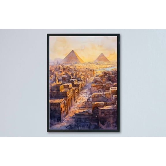 Cairo Poster Cairo Travel Print Egypt Wall Art Cairo Cityscape Decor Pyramids Landscape Egyptian Architecture Desert Scene, Poster Only