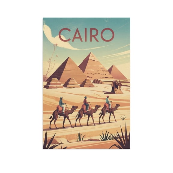 Cairo Retro Travel Poster Vintage Egyptian City Tourism Wall Art Print Canvas Poster