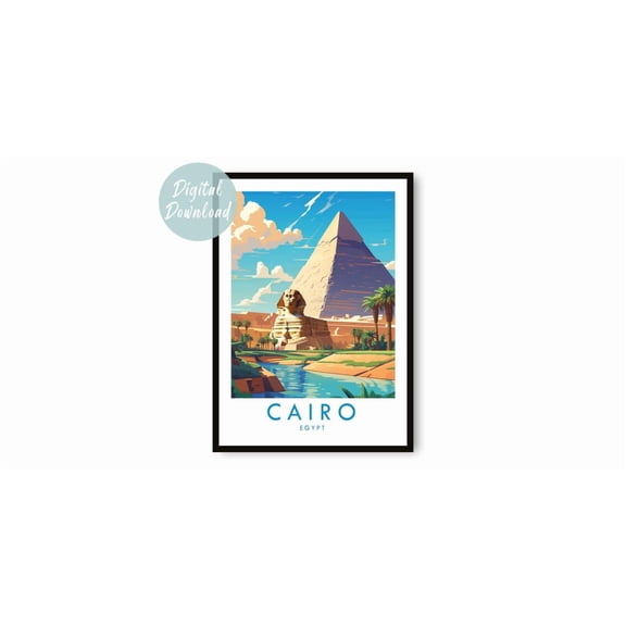 Cairo Travel Minimalist City Poster, Travel Inspired Home, Office And Gallery Wall Decor