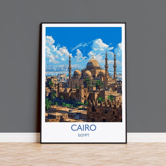 Cairo Travel Poster, Egypt, Travel Inspired Bedroom, Home And Gallery Wall Decor