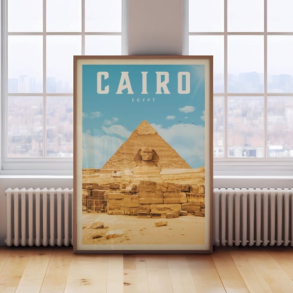 Cairo Vintage Travel Egypt Map Poster, Travel Inspired Home, Office And Gallery Wall Decor