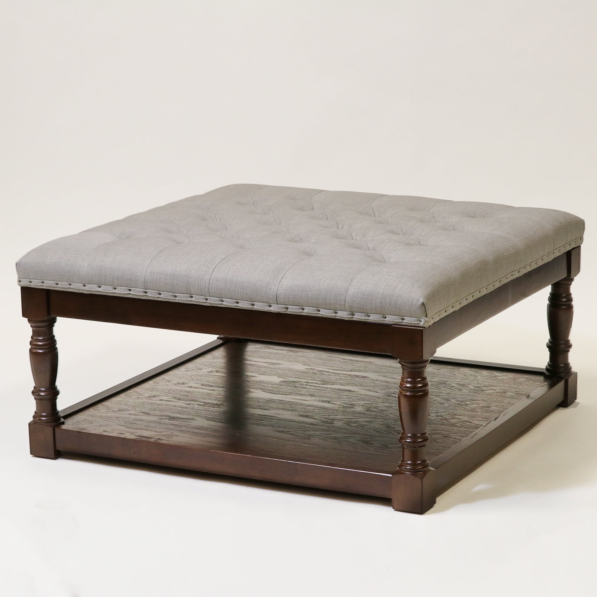 Cairona Tufted Textile 34-inch Shelved Ottoman (Brown/Gray)