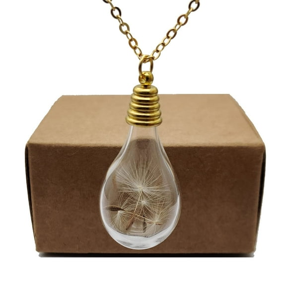 Cairui Design Dandelion Make a Wish Waterdrop Pendant 18k Gold Plated Necklace Handmade